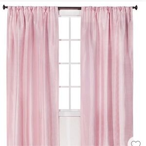 Shabby Chic Pink Shantung Curtain Panel (2) Length is 72 inches